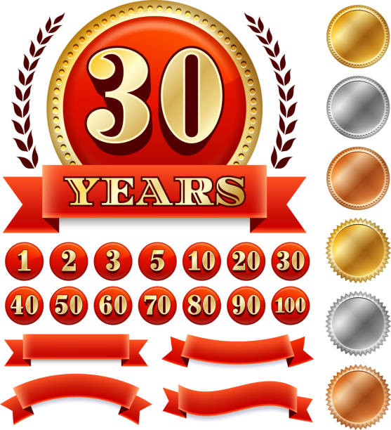 Custome Anniversary Badges Custome Anniversary Badges 20 29 years stock illustrations