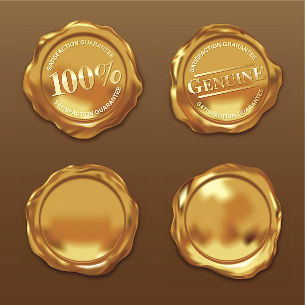 Golden Wax Stamp A various shape of realistic golden wax stamp. this vector file contain gradient mesh & transparency EPS10. Zip include AICS4 layers file & hires jpeg. wax stock illustrations