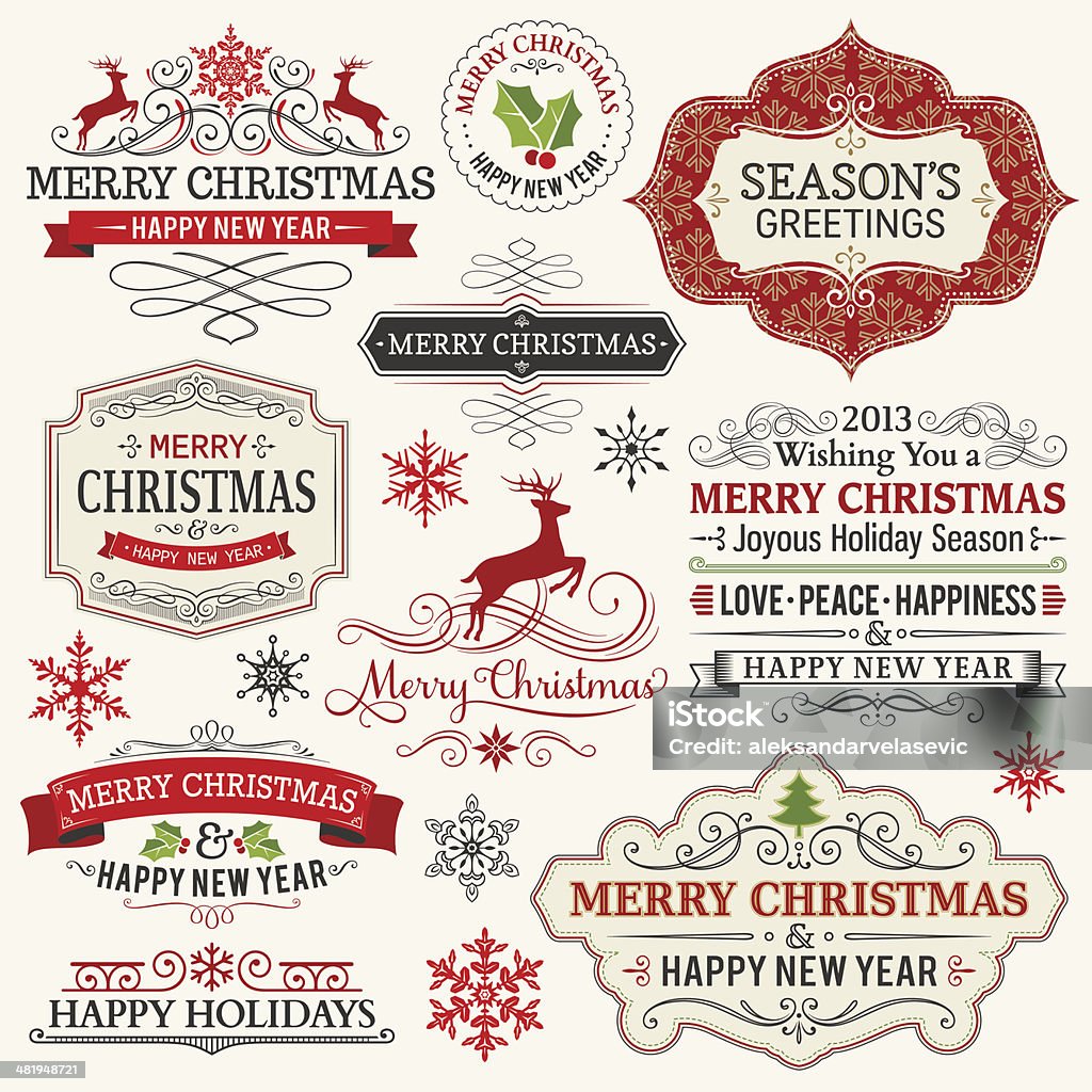 Étiquettes de Noël - clipart vectoriel de Noël libre de droits