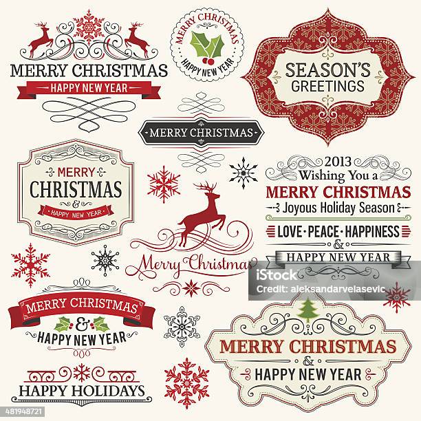 Étiquettes De Noël Vecteurs libres de droits et plus d'images vectorielles de Noël - Noël, Illustration, Luge