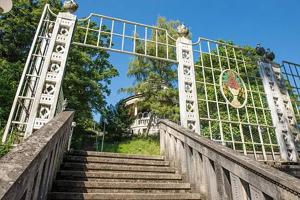 Historic tea house in the Weissenburgpark in the city of Stuttgart in Germany