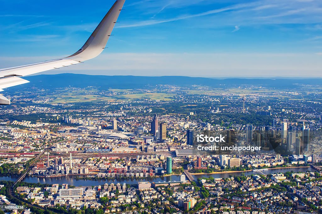 Aerial view of Frankfurt Main from airplane Frankfurt - Main Stock Photo