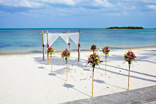 istock flower decoration at wedding venue on the beach 481957628