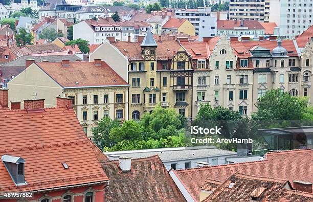 Aerial View Of Graz Austria Stock Photo - Download Image Now - 2015, Aerial View, Architecture