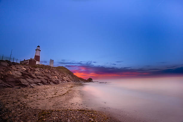 Montauk Lighthouse Sunrise stock photo