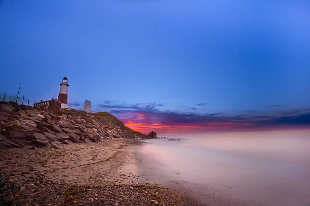 montauk farol do nascer do sol - montauk lighthouse - fotografias e filmes do acervo