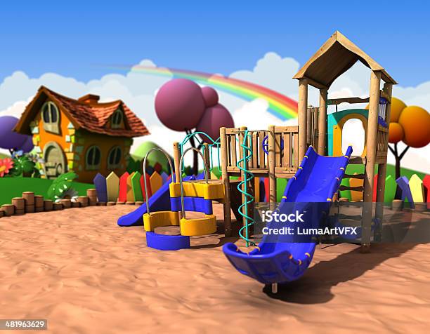 3d Playground Stock Photo - Download Image Now - Cartoon, Cheerful, Child