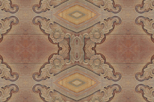 istock Carved wood wall close 481964314