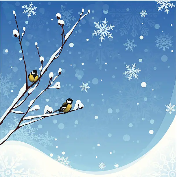 Vector illustration of Winter background with birds