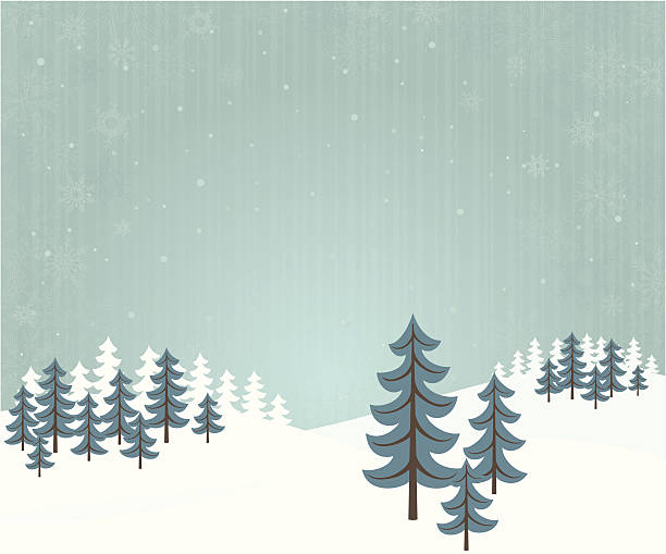 Winter forest landscape vector art illustration