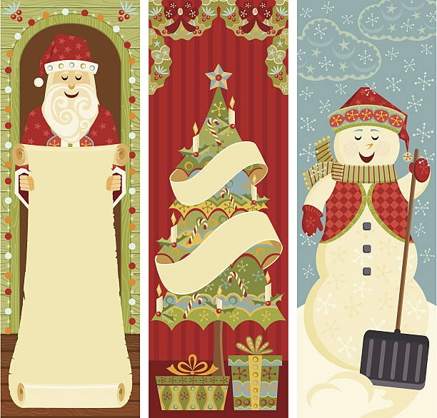 рождественские баннеры - candy cane retro revival document old fashioned stock illustrations