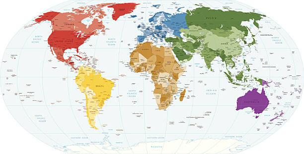 World map Vector illustration of a  equator line stock illustrations