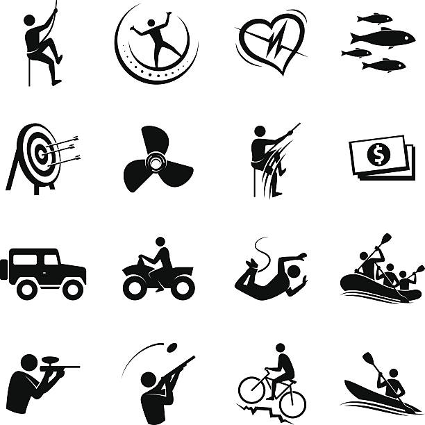 Activity icons Various simple activity icons for adventure sports.  zorbing stock illustrations