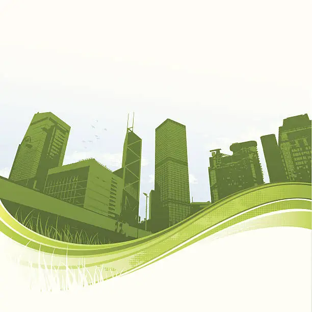 Vector illustration of Green city flow background