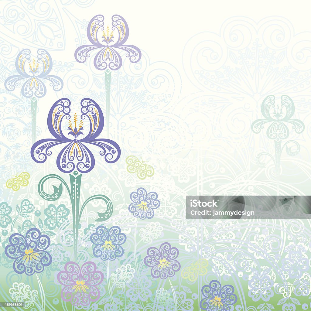 Iris i Bratek Wiosna tle - Grafika wektorowa royalty-free (Kwiat - Roślina)
