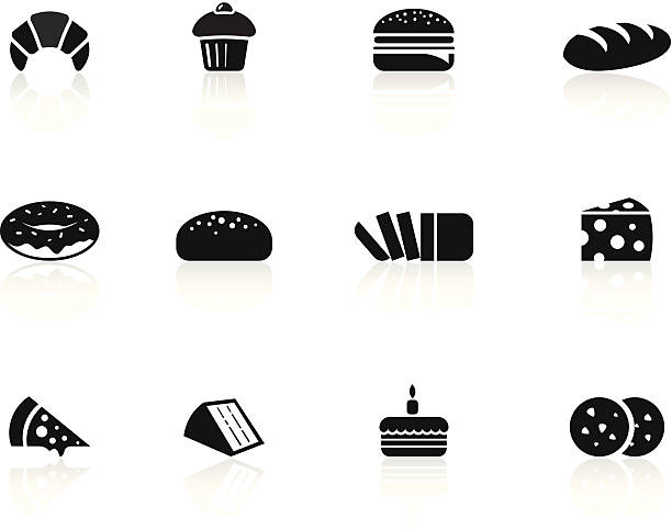 ilustrações de stock, clip art, desenhos animados e ícones de padaria ícones de comida - muffin cheese bakery breakfast