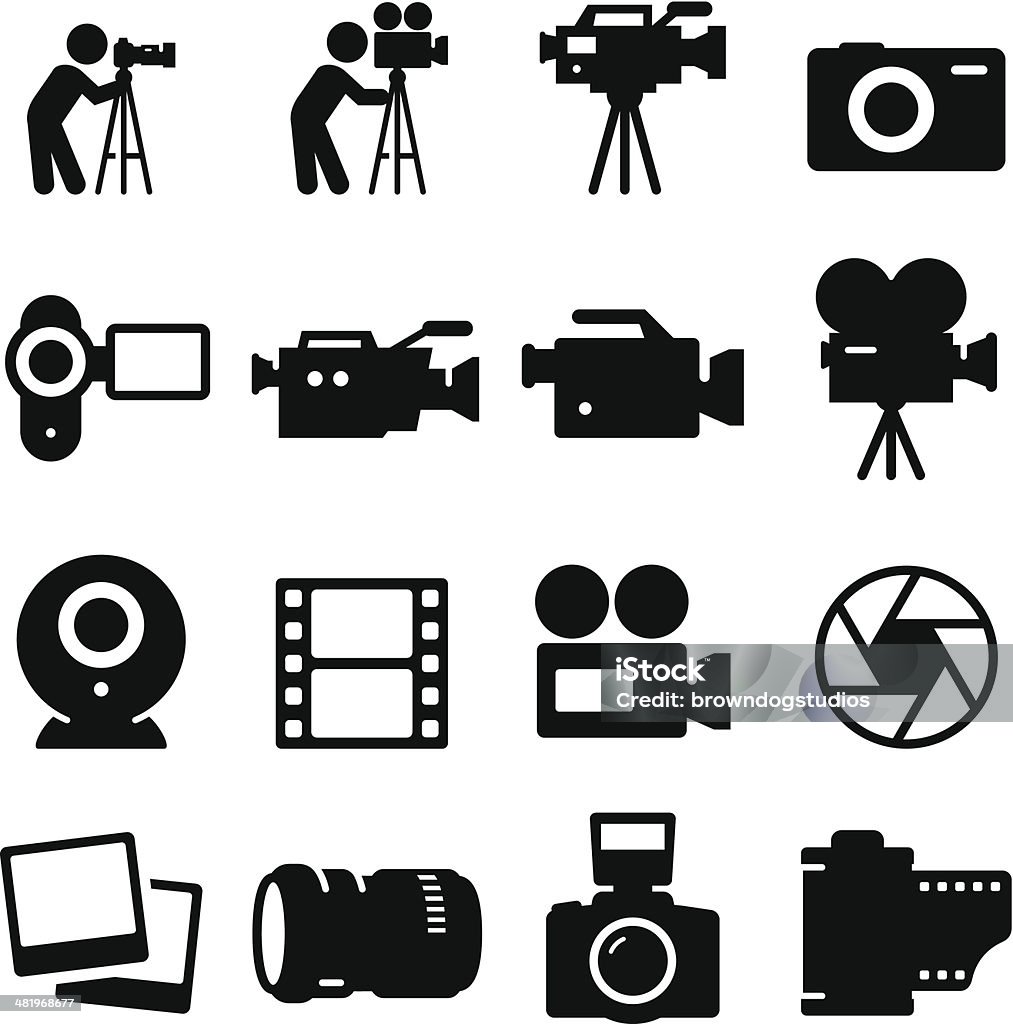 Camera Icons - Black Series Photography, video and movie icon set.  Vector icons for video, mobile apps, Web sites and print projects. See more in this series. Home Video Camera stock vector