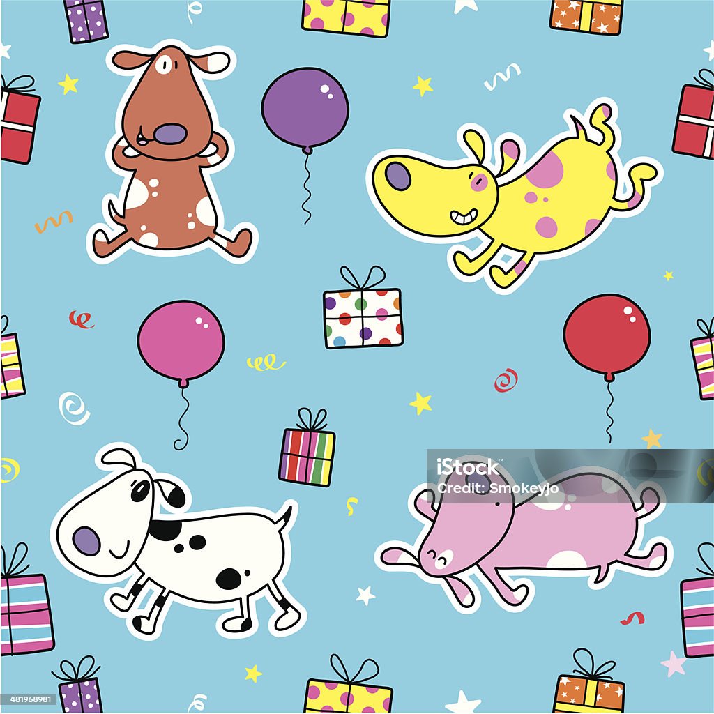 Dog Gift Pattern A cool dog and gift seamless pattern. Birthday stock vector