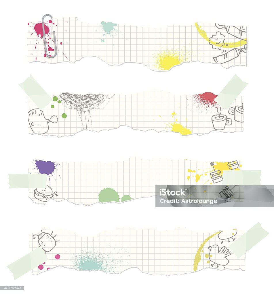 Paper parts and doodles Paper parts and doodles as post it... Adhesive Tape stock vector