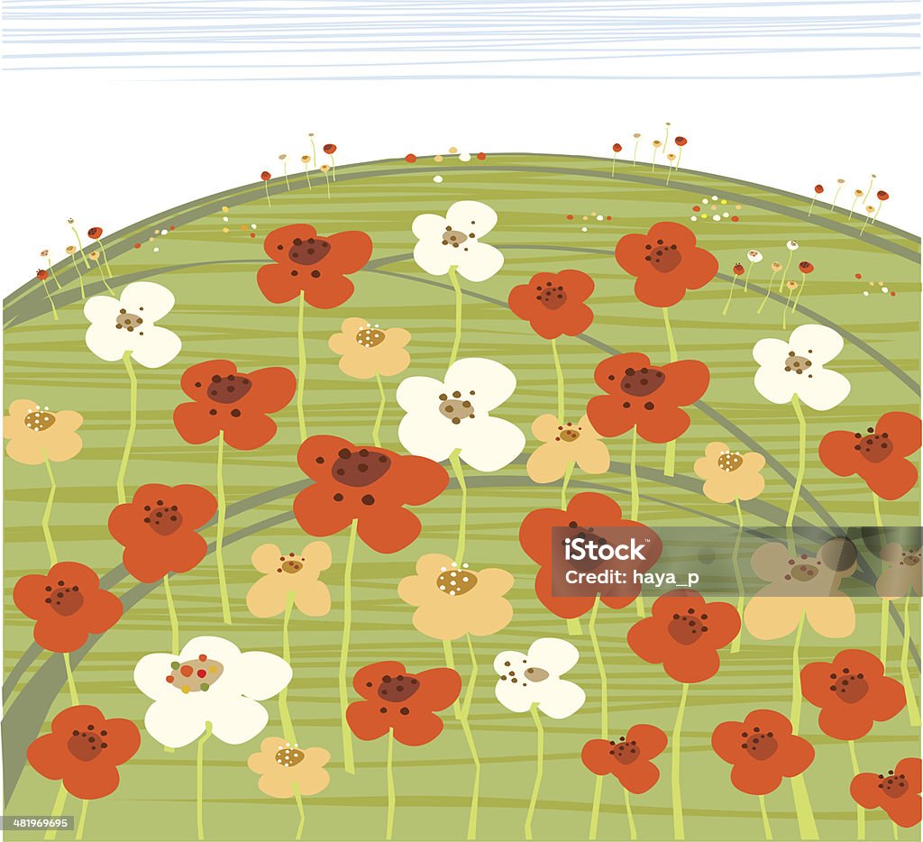 Campo de las flores en Summeer día - arte vectorial de Abstracto libre de derechos