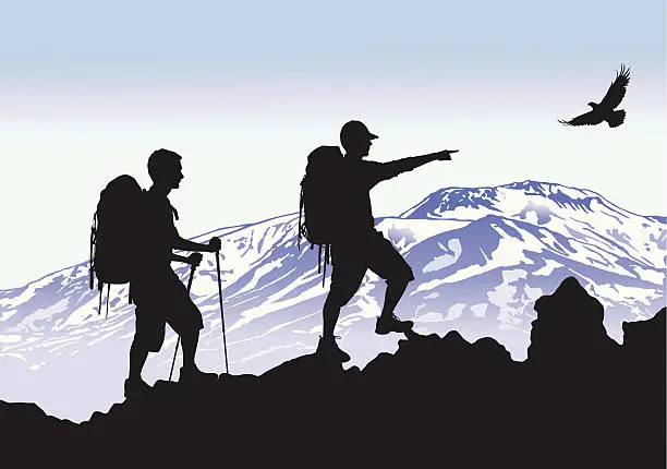 Vector illustration of Mountaineers