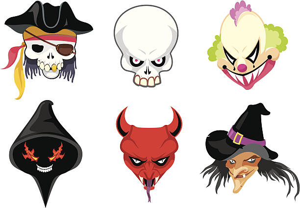 halloween monsters set 2 - clown evil horror spooky stock-grafiken, -clipart, -cartoons und -symbole