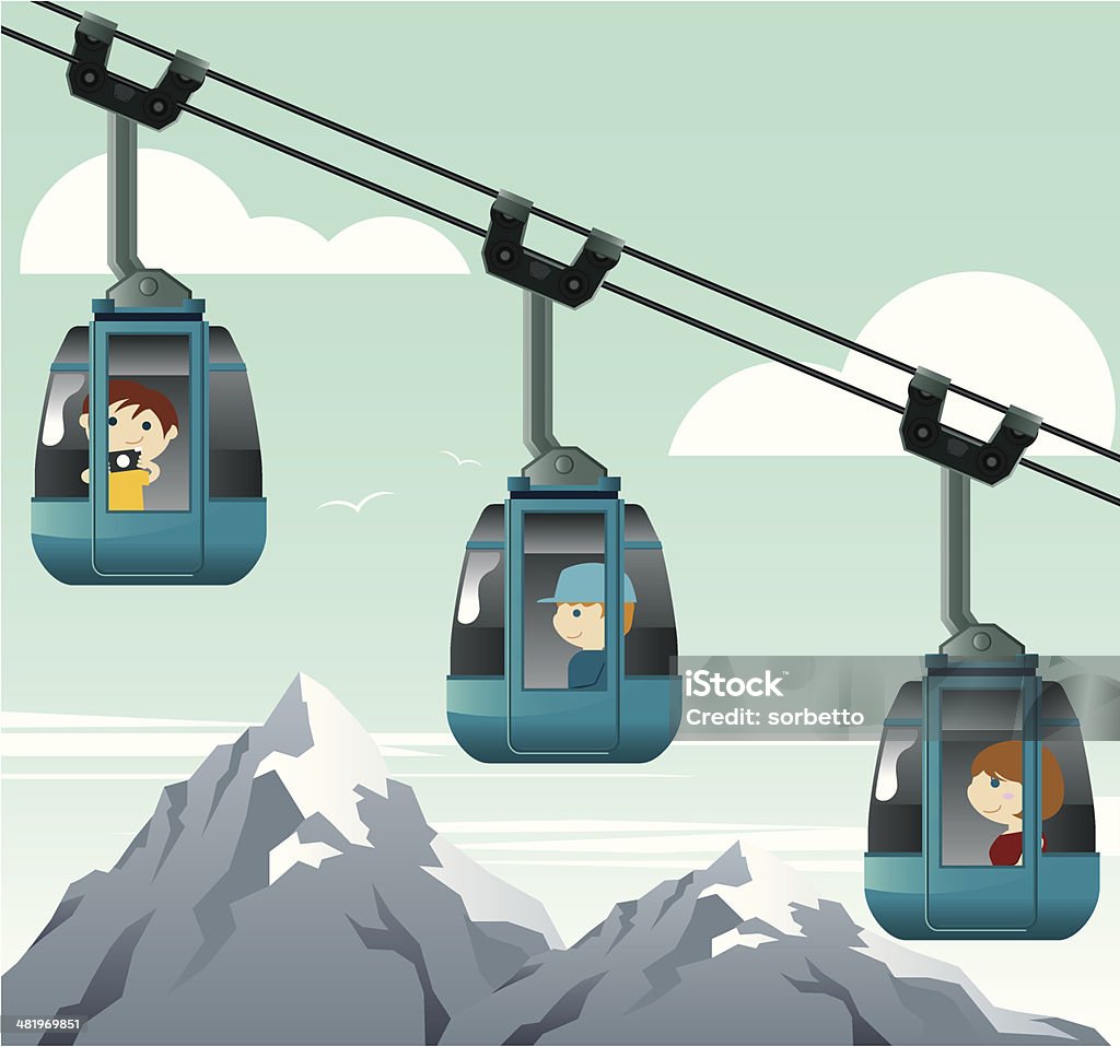 I bambini viaggiano con tram - arte vettoriale royalty-free di Funicolare