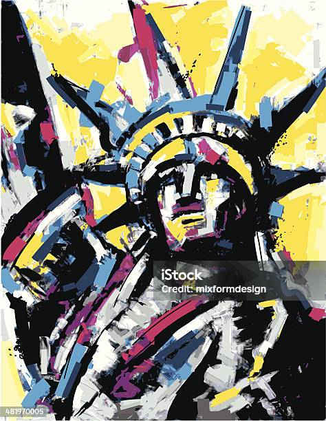 Liberty Statue Gemälde Stock Vektor Art und mehr Bilder von Kunst - Kunst, Gemaltes Bild, New York City