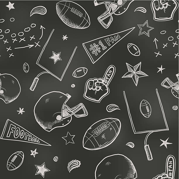 illustrations, cliparts, dessins animés et icônes de fond sans couture de football américain - chalk drawing illustrations