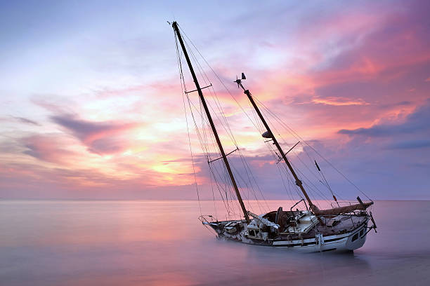 boat wreck stock photo