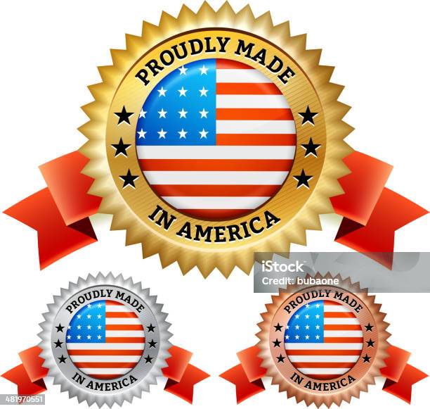 Z Dumą Wykonane W Usa Patriotic Identyfikatora Wektor Zestaw Ikon - Stockowe grafiki wektorowe i więcej obrazów Amerykańska flaga
