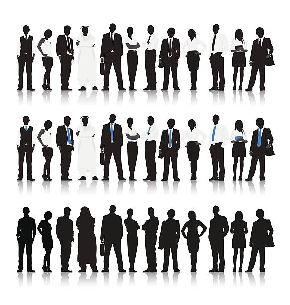 wektorowa z wielu etnicznych ludzi biznesu - group of people multi ethnic group white background business stock illustrations