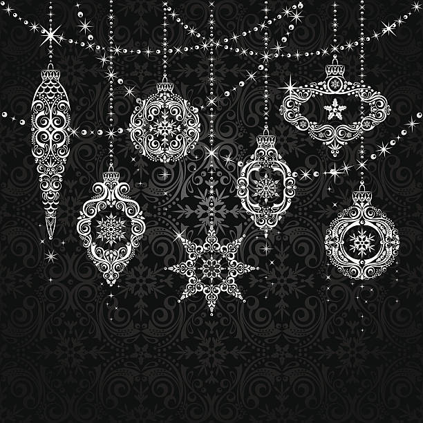 Sparkling Christmas Ornaments vector art illustration