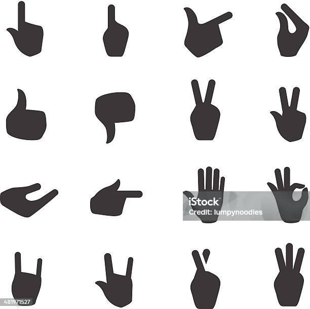 Bianco E Nero Icone Di Segnale A Mano - Immagini vettoriali stock e altre immagini di Linguaggio dei segni - Linguaggio dei segni, Amore, Dito della mano