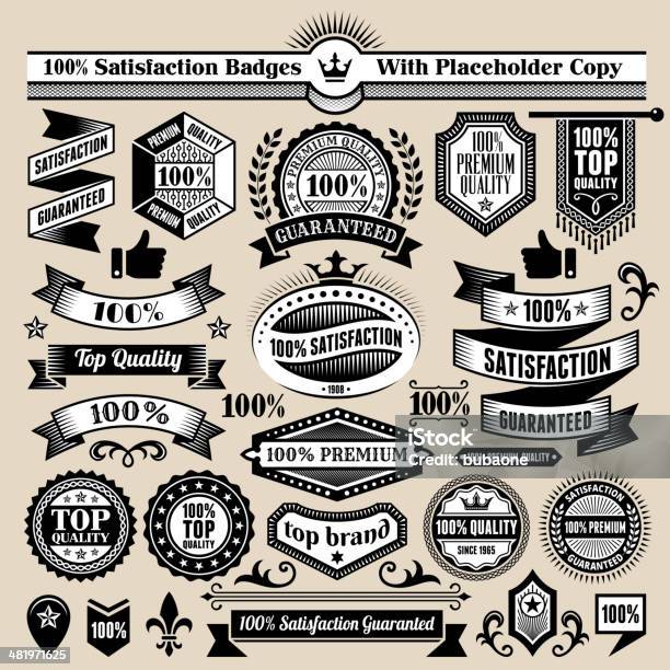 Custom Quality Badge Black White Banners Badges And Symbols Stock Illustration - Download Image Now