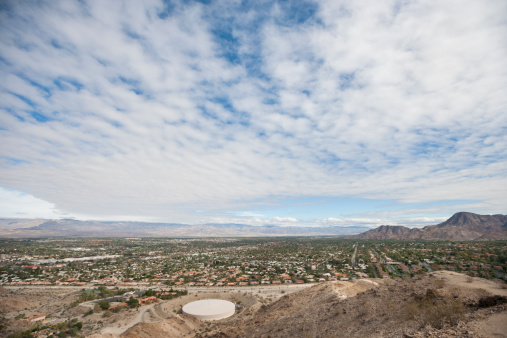 View of Phoenix Arizona and surrounding area from top of Camelback Mountain.