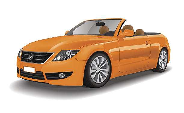 extreemely detaillierte sport auto cabrio vektor. - car white background isolated on white orange stock-grafiken, -clipart, -cartoons und -symbole