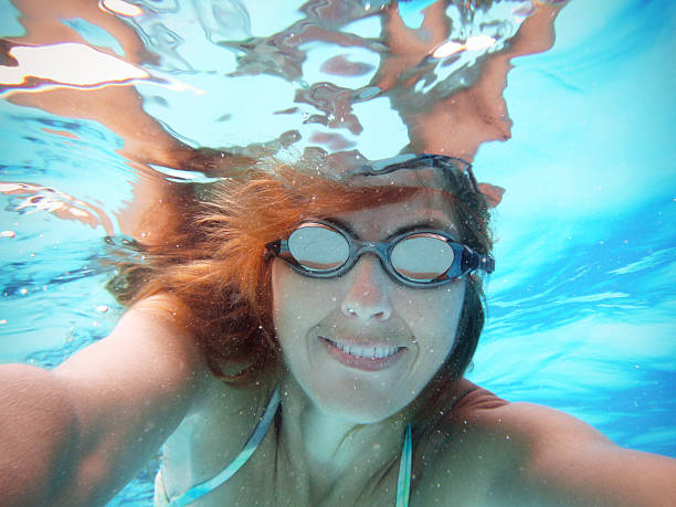 istock Smiling Woman Taking Selfie Underwater In Pool 481974964