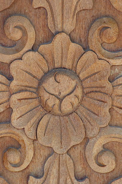 istock Carved wood wall close 481975348
