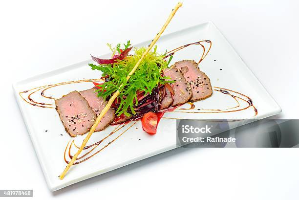 Meat Salad On A Plate Stock Photo - Download Image Now - 2015, Beef, Brown