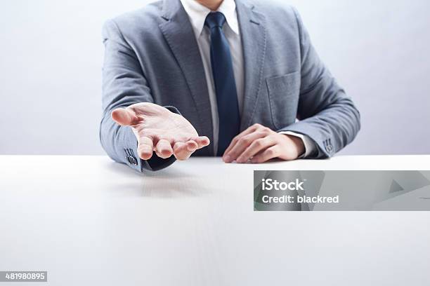 Businessman Open Hand Stock Photo - Download Image Now - Front View, Reaching, Human Hand