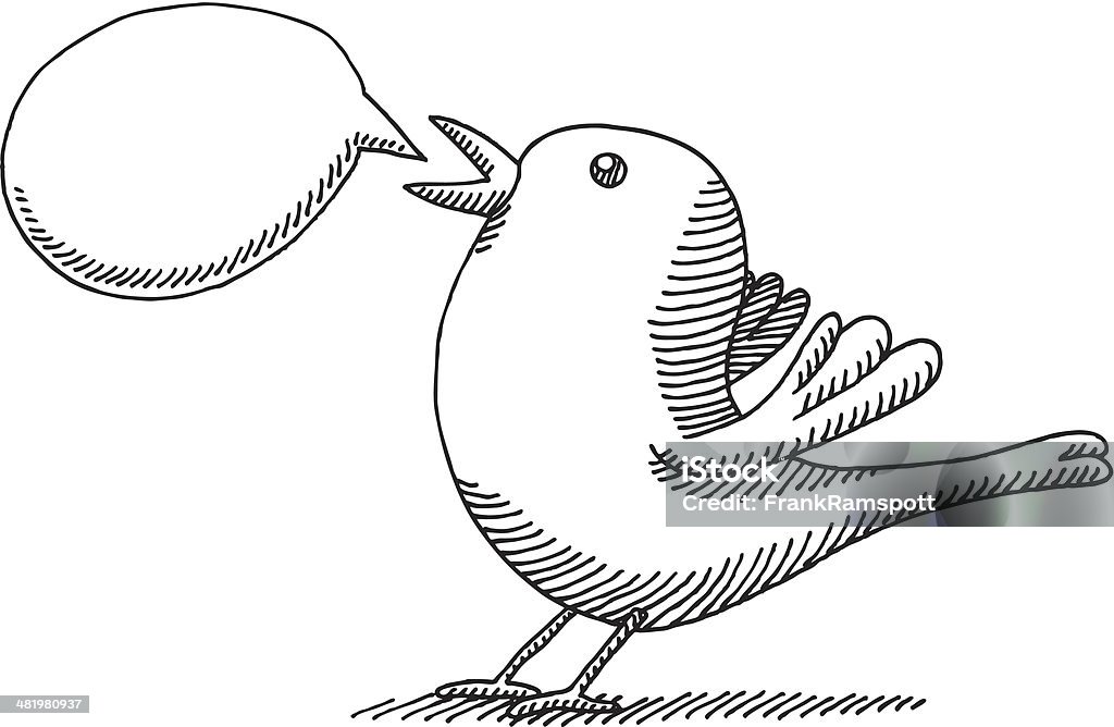 Songbird croquis dessin avec une Bulle de dialogue - clipart vectoriel de Croquis libre de droits