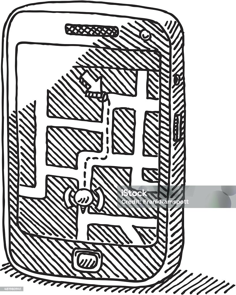스마트폰 탐색 맵 그림이요 - 로열티 프리 휴대폰 앱 벡터 아트