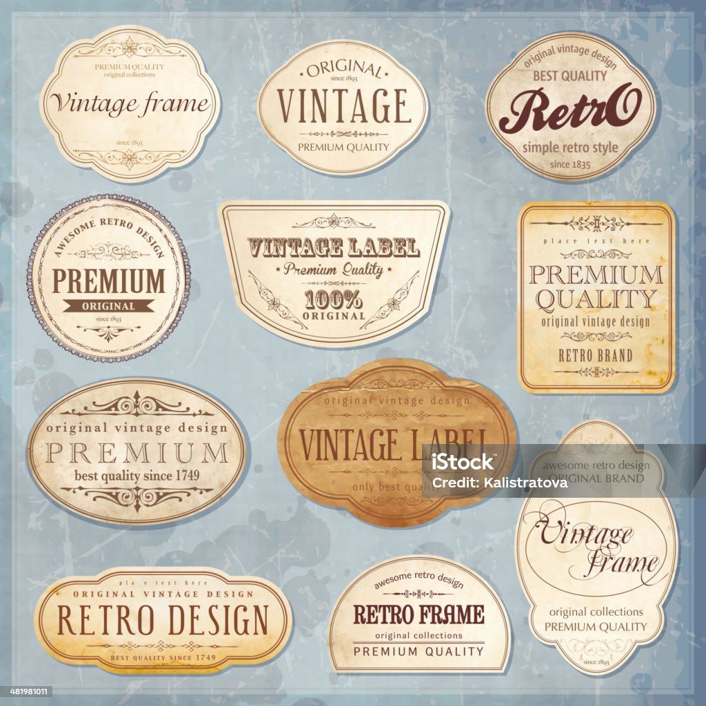 Vector vintage labels Set of vintage labels with old paper textures. Label stock vector