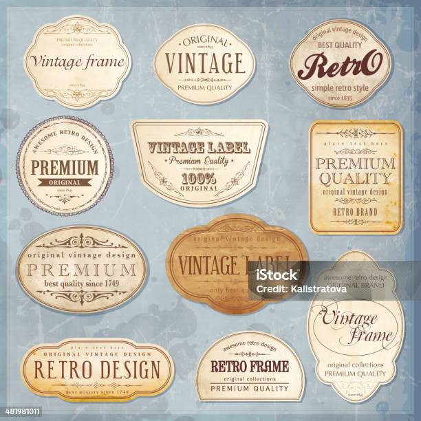 Vector Vintage Labels Stock Illustration - Download Image Now - Label, Retro Style, Old-fashioned