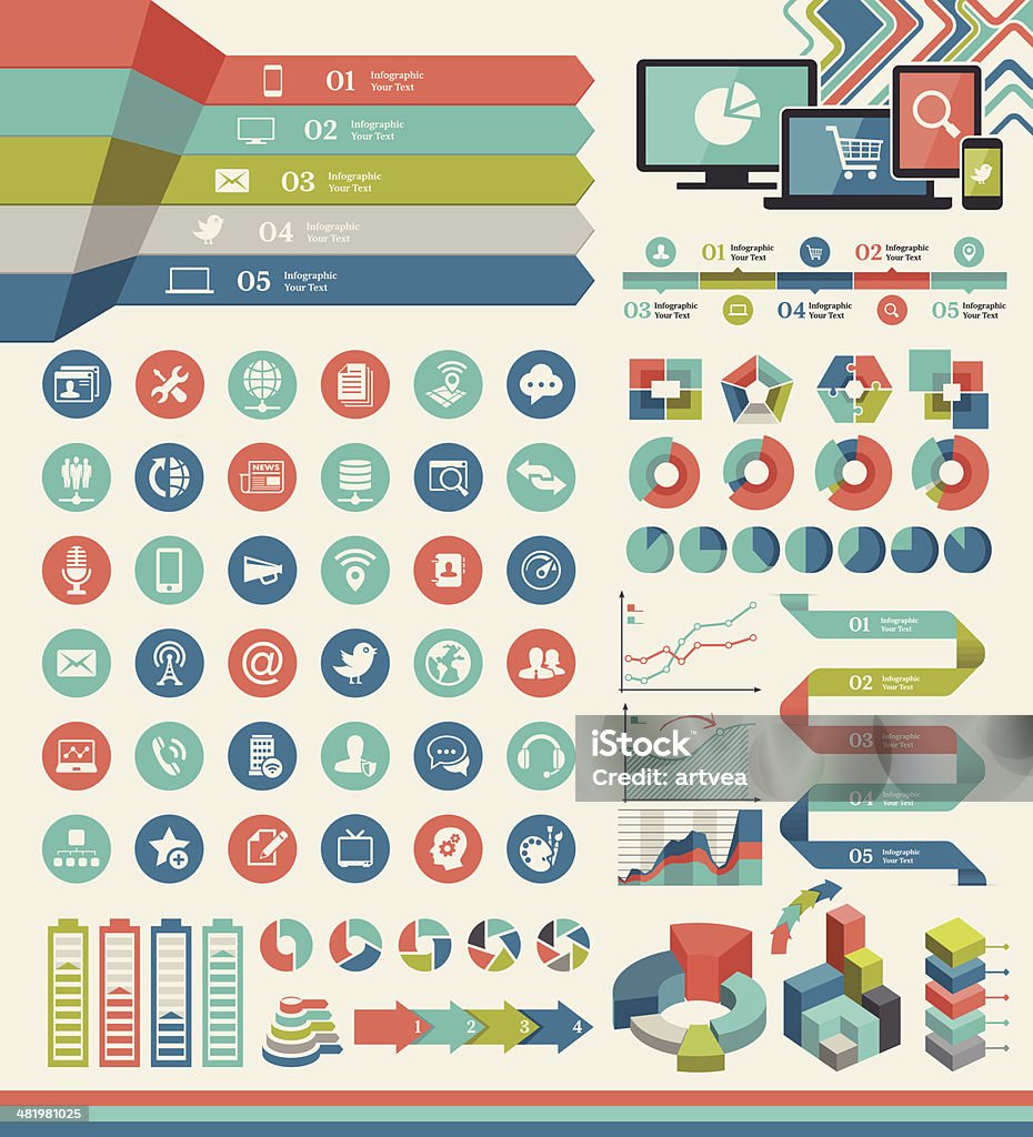 Elementy infografiki - Grafika wektorowa royalty-free (Dane)