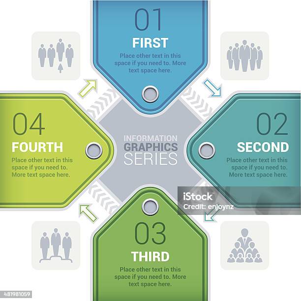 Cztery Krok Infographic Tagi - Stockowe grafiki wektorowe i więcej obrazów Grafika informacyjna - Grafika informacyjna, Nieskończoność, Znak strzałki