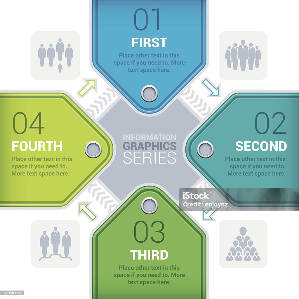 Четыре шага инфографики теги - Векторная графика Бесконечность роялти-фри