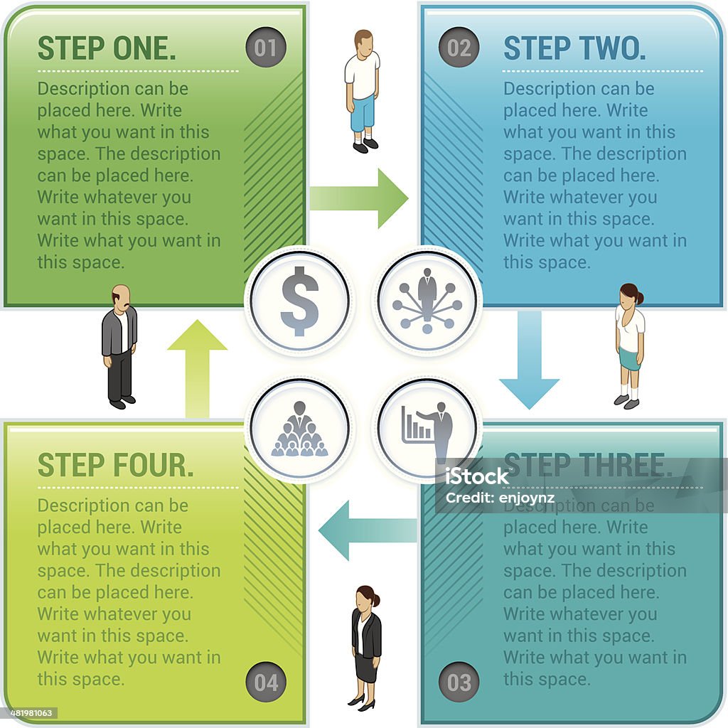 Four Staps Four Step Infographic Stock Illustration - Download Image Now - Arrow ...