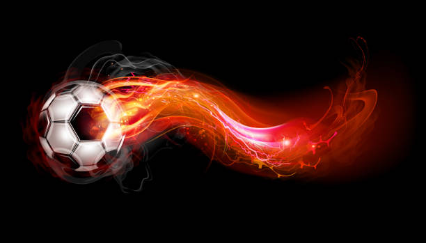 piłka nożna na ogień - fire soccer backgrounds design element stock illustrations